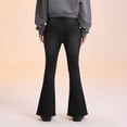 thumbnail image 6 of Women's High Waist Flare Jeans, Slim Fit Bootcut Denim Pants, Retro Washed Jeans for Women, Y2K Inspired Casual Jeans, Everyday Wear and 70s Style Outfits-Dark Gray, 6 of 9