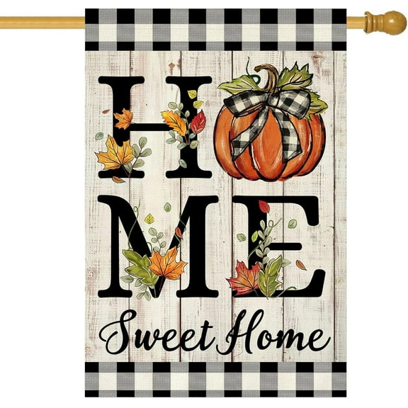 Fall House Flag, Flags 28x40 Inch Double Sided Pumpkins Home Sweet Home Flag Burlap Flag Home Decor for Yard Lawn Patio Outdoor