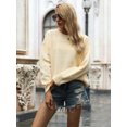 thumbnail image 3 of Women Crew Neck Ribbed Knit Oversized Pullover Sweaters, 3 of 7