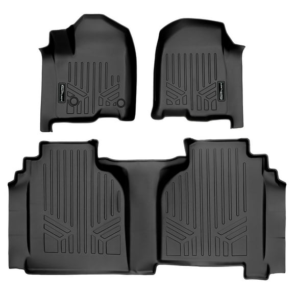 SMARTLINER 2 Rows Custom Fit Floor Liners Compatible with 2019 - 2025 Chevrolet Silverado 1500 Double Cab