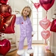 thumbnail image 2 of Pjs for Girls Heart Print Long Sleeve Pajama Button Down Top and Long Pants Two Piece Sleepwear Soft for Kids Purple 12 Years-13 Years, 2 of 6