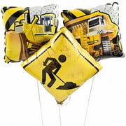 Construction Adventure Mylar Balloons - 18" Pack of 3, Durable and Kid-Friendly Design, Ideal for Themed Parties and Events, Bring Fun to Every Celebration!