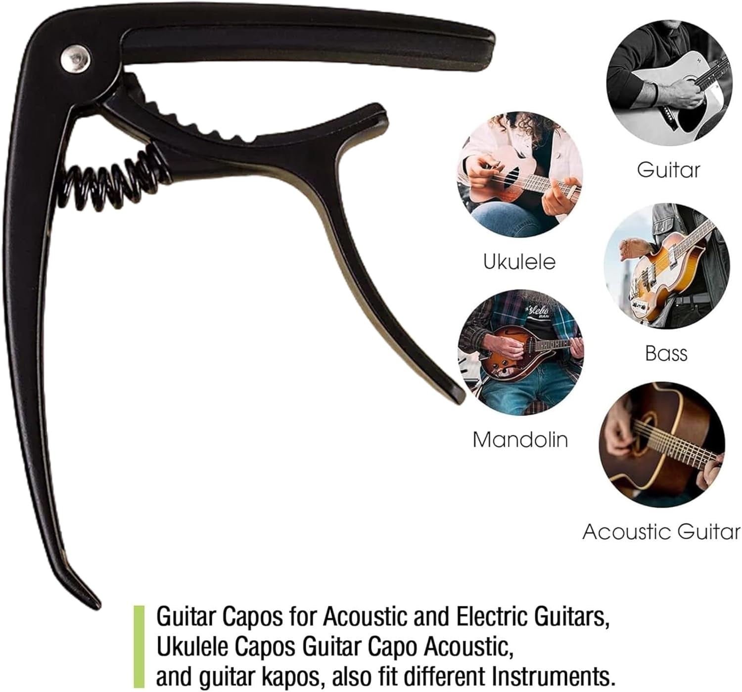Guitar Capo Guitar Clip: Guitar Capo for Acoustic Guitar, Electric Guitars, Ukulele, Banjo, Mandolin, Bass, Acoustic Guitar Capo 6 String, Zinc Alloy Metal Guitar Clamp (Black)