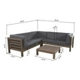 thumbnail image 3 of Salos 4 Piece Outdoor Wooden Sectional Set, Gray, and Dark Gray, 3 of 6