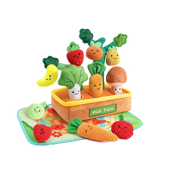 BBilaBu Fruits Vegetables Color Shape Sorting Montessori T0ys,Plush Crinkle Rattle Textures Sensory T0y
