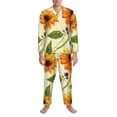 thumbnail image 4 of Kll Sunflowers And Butterflies Sleepwear Mens Flannel Pajamas,Long Cotton Pj Set, 4 of 9