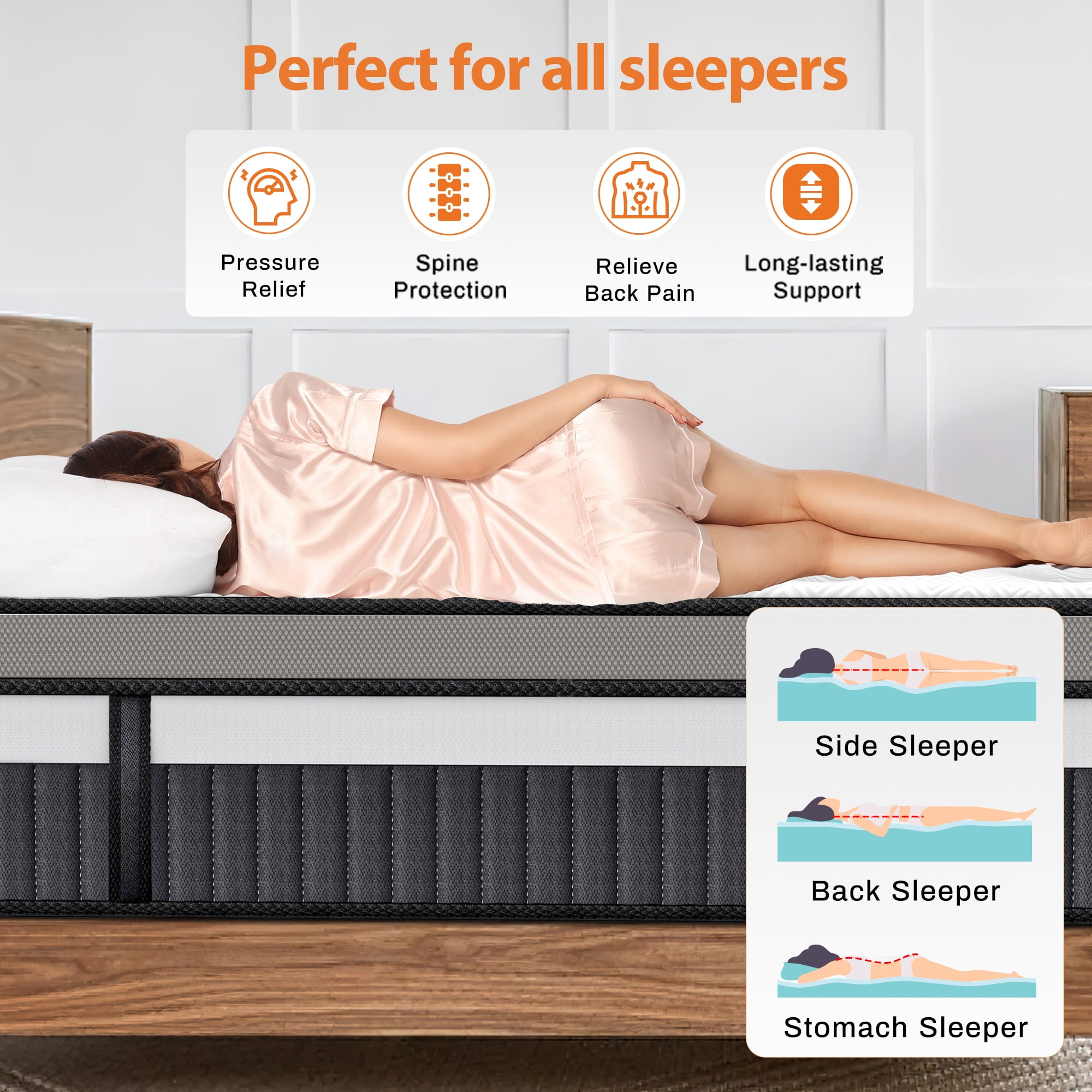 King Size Mattress in a Box, 14in King Mattress, Memory Foam Mattress with Cooling Gel, Pocket Springs for Motion Isolation