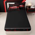 thumbnail image 4 of Erosebridal Sports Super Car Zipper Full Size Comforter Sets with Fitted Sheet and 2 Pillowcases for Boys Men, 3D Cube Texture Print Zipper Bedding Set, Red Black, Black Reversible, 4pcs, 4 of 7