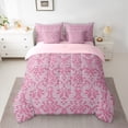 thumbnail image 3 of Manfei Adult Bohemian Damask 7-Piece Bedding Comforter Set, Chic Abstract Ombre King Bedding Sets, Pink Hippie Flower Style Reversible Bed Sheets, Breathable Home Decor, 3 of 8