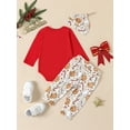 thumbnail image 3 of Bagilaanoe 3pcs Newborn Baby Boy Christmas Clothing Sets Long Sleeve Romper Tops + Leggings + Beanie Hat 3M 6M 12M 18M Infant Fall Pants Set, 3 of 9