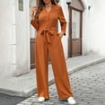 thumbnail image 5 of LEKODE Summer Overalls Womens Rompers for Summer Jumpsuits for Women Summer Outfits for Women Ladies' Spring/high Waist Lace Button Jumpsuit Set 2 Piece Pants Set for Women Summer Orange S, 5 of 9