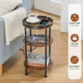 thumbnail image 5 of Small Round Side Table with Charging Station for Small Spaces, 3-Tier Round Accent Table with USB Ports & Power Outlets, Round Corner Table Tea Sofa Side Table for Living Room Bedroom (Rustic Brown), 5 of 18