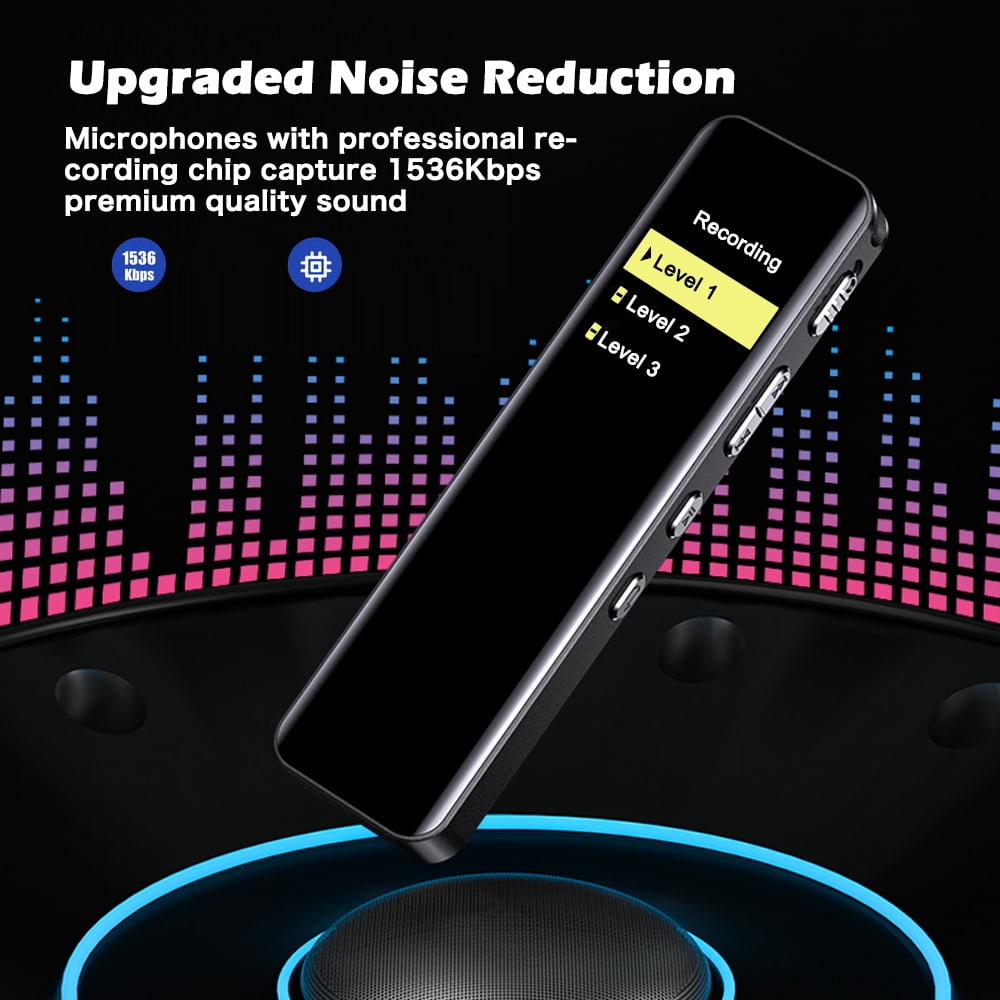 RONY 64GB Digital Voice Recorder with Noise Reduction, Playback, Password  MP3- Professional Voice Activated Recorder for Meetings Lectures Interviews Classes, Black, USB Included