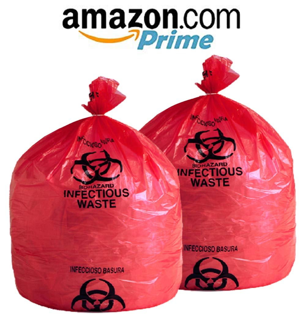 Pack of 25 Open Ended Red Biohazard Liners 24 x 30. Plastic Bags 80110