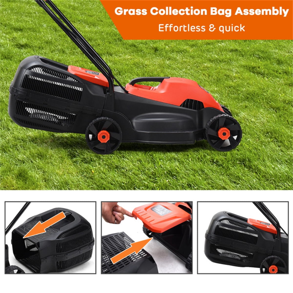 13-Inch Electric Lawn Mower 1200W, 3 Adjustable Cutting Heights 8 Gal Grass Box Lightweight 15.5LBS Push Mower for Garden Patio