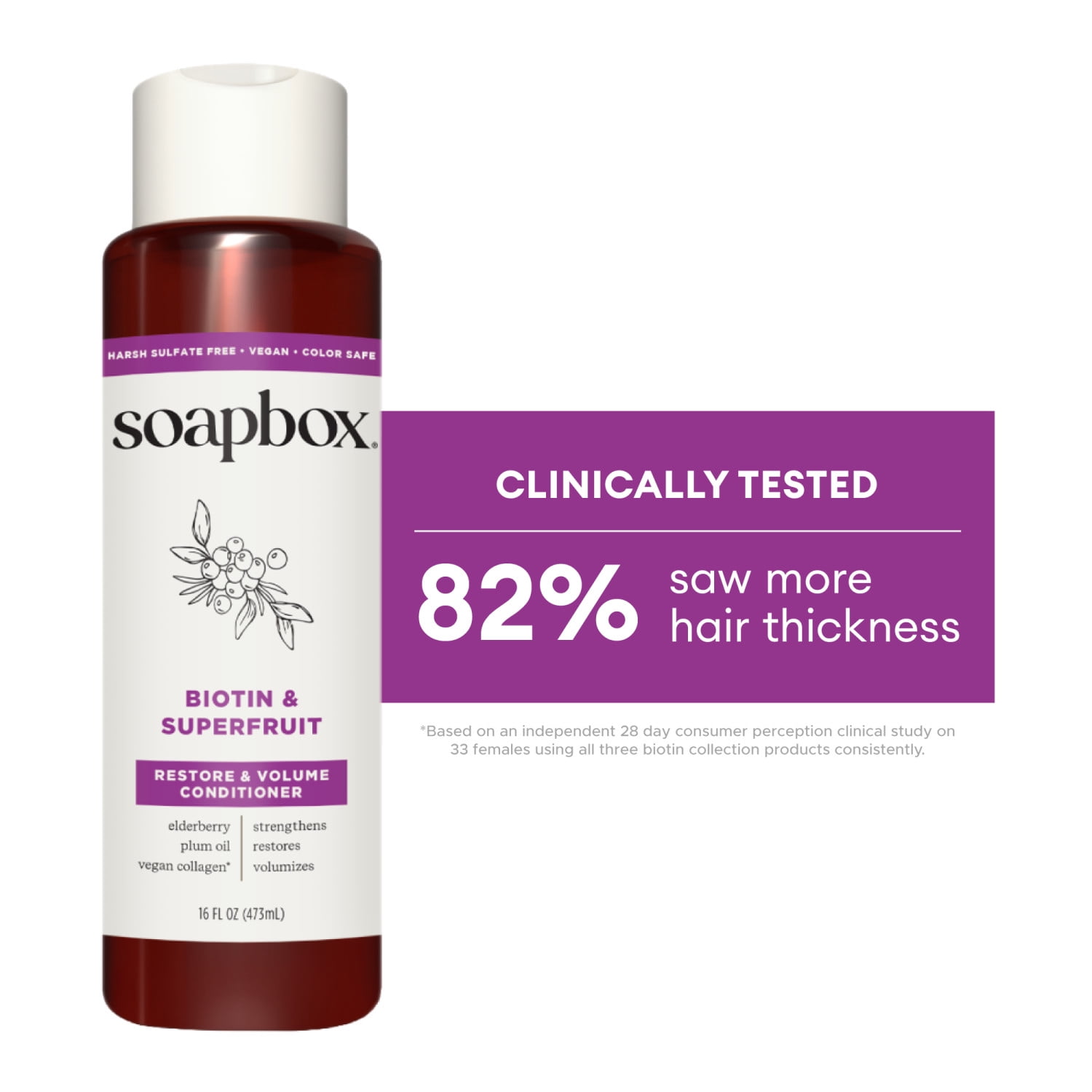 Soapbox Biotin & Superfruit Volumizing Conditioner for Fuller Hair, 16 fl oz