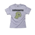 thumbnail image 1 of Cutieasaurus - Cute Green Baby Dinosaur Girl's Cotton Youth Grey T-Shirt, 1 of 2