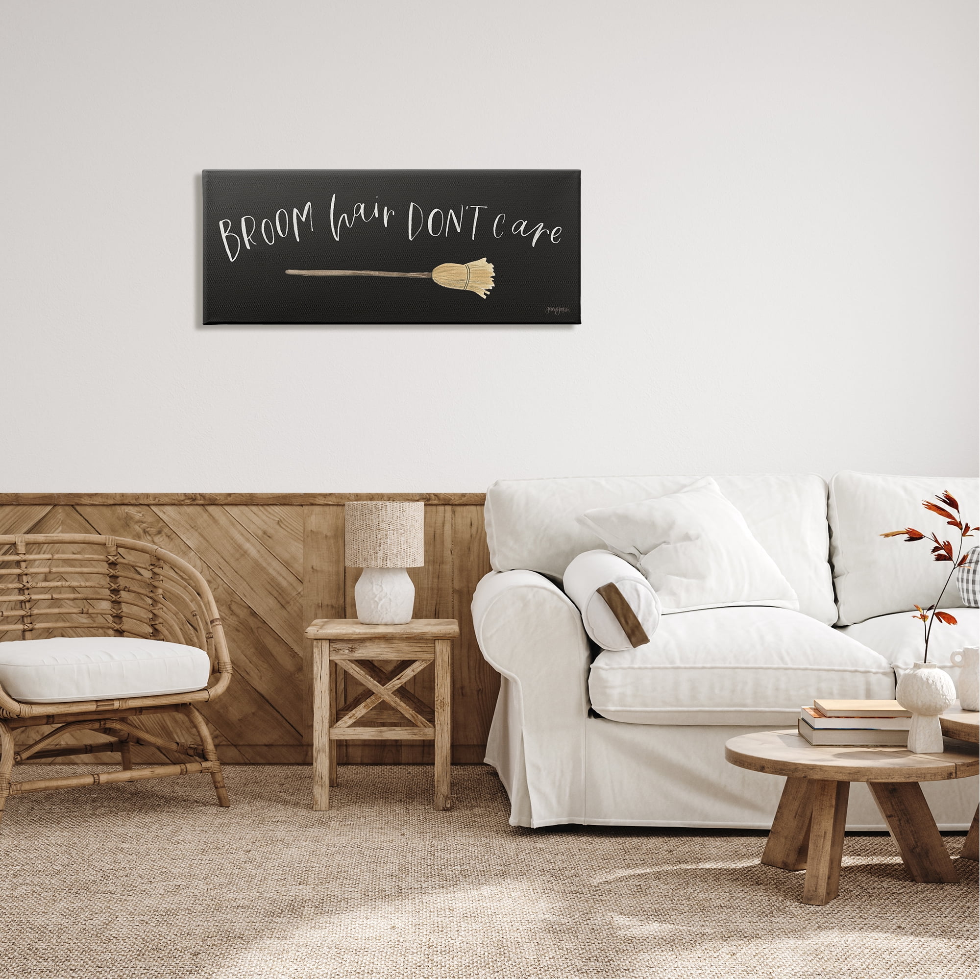 Stupell Industries Broom Hair Don't Care Holiday Painting Gallery Wrapped Canvas Print Wall Art, 40 x 17