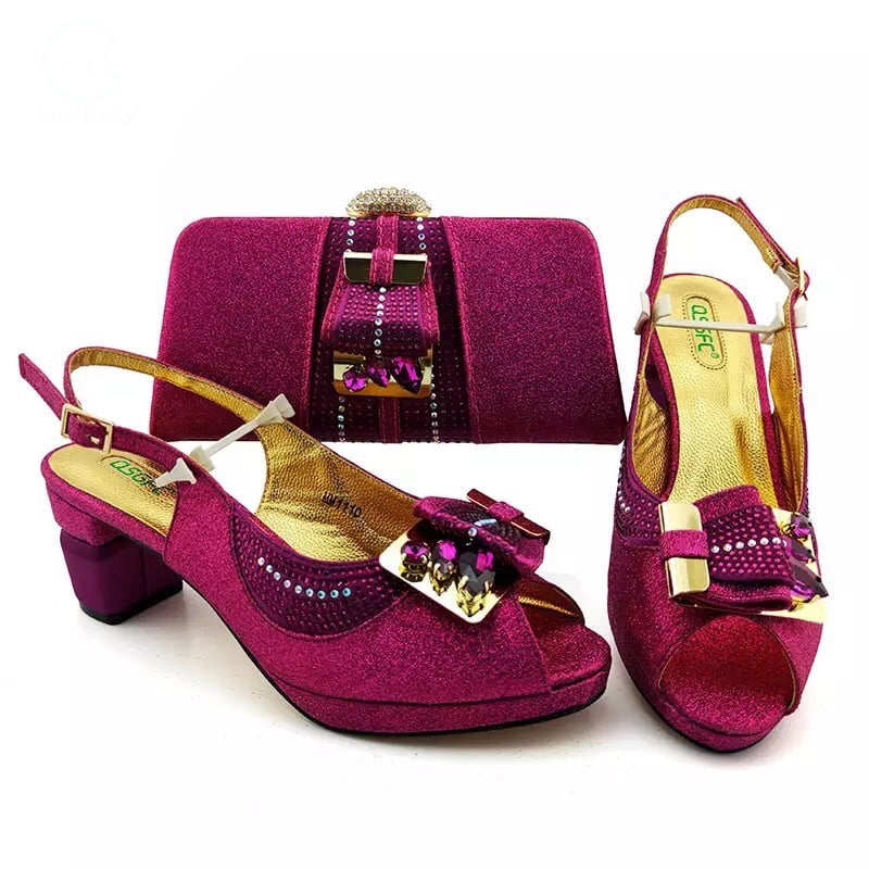 magenta bag and shoes