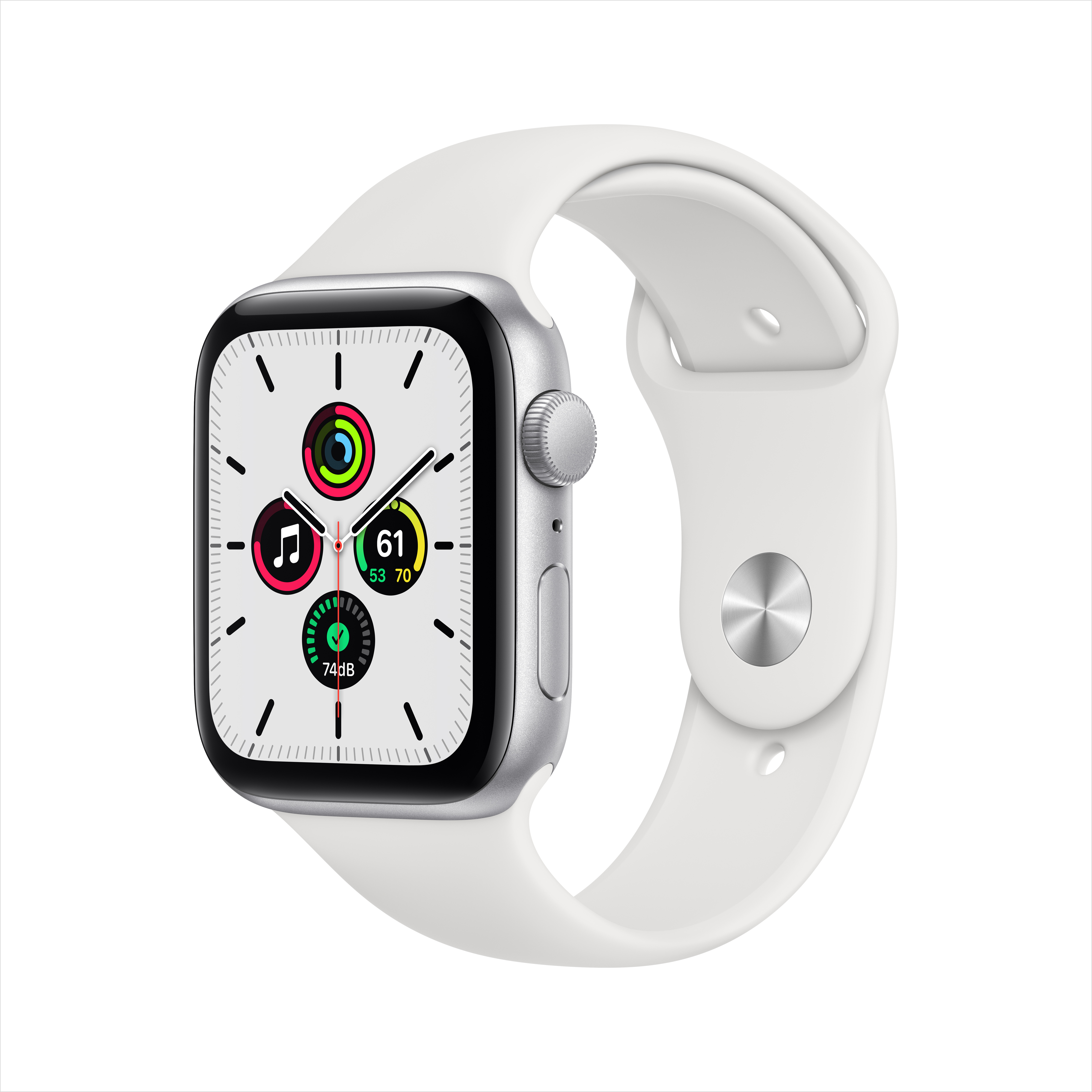 Apple Watch SE GPS, 44mm Silver Aluminum Case with White Sport Band -  Regular - Walmart.com