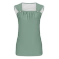 thumbnail image 4 of AherBiu Summer Tank Tops for Women Ruched Square Neck Wide Strap Casual Comfy Fitting Shirts Camisole, 4 of 5