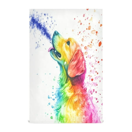 Kitchen Towel 28x18 Inches x4，Plate Towel Decorative Towel Napkin Tea Towel Tea Towels For Kitchen Dish Cloths & Dish Towels Rainbow Beautiful Puppy