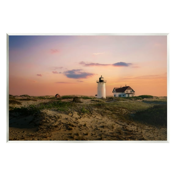 Stupell Rural Coast Lighthouse Dunes Landscape Photography Wall Plaque Unframed Art Print Wall Art