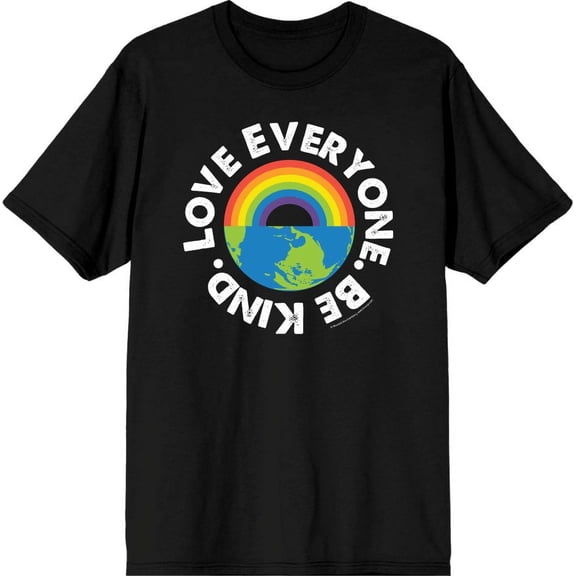 Pride Love Everyone Be Kind Men's Black Crew Neck Short Sleeve Tee-Medium