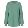 thumbnail image 4 of Stylish Women's Oversized Solid Color Crewneck Sweater - Long Sleeves, Autumn/Winter Knitwear, Gray Green, Size S Bienvenido, 4 of 7