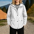 thumbnail image 4 of Plus Size Jackets for Women Casual Hooded Waterproof Regular Long Sleeve Solid Color Outdoor Hiking Drawstring Windbreaker with Pockets, 4 of 8