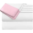 thumbnail image 3 of Sheet Set with Dual Color, 4 PC Stylish Bedding with 18" Deep Pockets, 100% Egyptian Soft & Luxury 400TC, Two Tone Cotton Bedsheets & Pillowcases - Pink & White Solid, Twin-XXL Size., 3 of 5