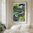thumbnail image 5 of Three Crocodiles - India Illustration Wildlife Tropical Jungle Animal Surrealism Botanical Pattern Oak Framed Wall Art Print 11 x 14 inches, 5 of 12