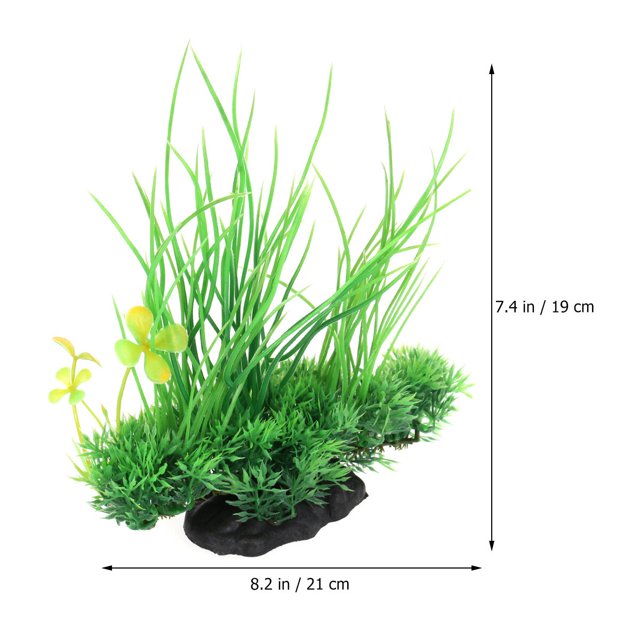 OULII Fish Tank Grass Artificial Grass Green Faux Greenery Bush Outdoor Garden 1Pcs