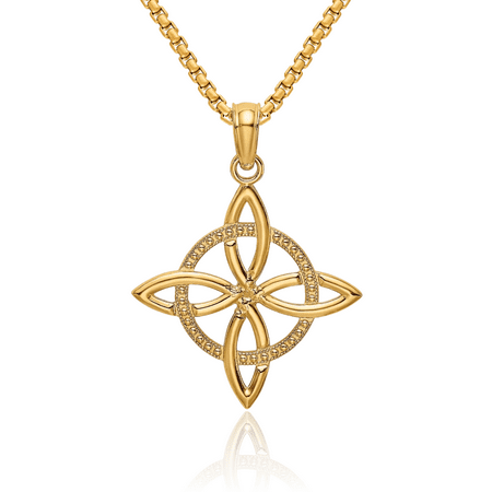 10K Solid Yellow Gold Heart Irish Claddagh Celtic Eternity Love Knot Necklace Chain Pendant Charm Jewelry