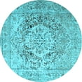 thumbnail image 1 of Ahgly Company Indoor Round Medallion Light Blue Traditional Area Rugs, 5' Round, 1 of 4