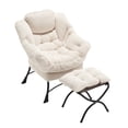 thumbnail image 6 of Jopath Lazy Chair with Ottoman, Accent Chair with Armrests and a Side Pocket, Leisure Upholstered Sofa Chair for Living Room Bedroom Office and Reading Room White, 6 of 9