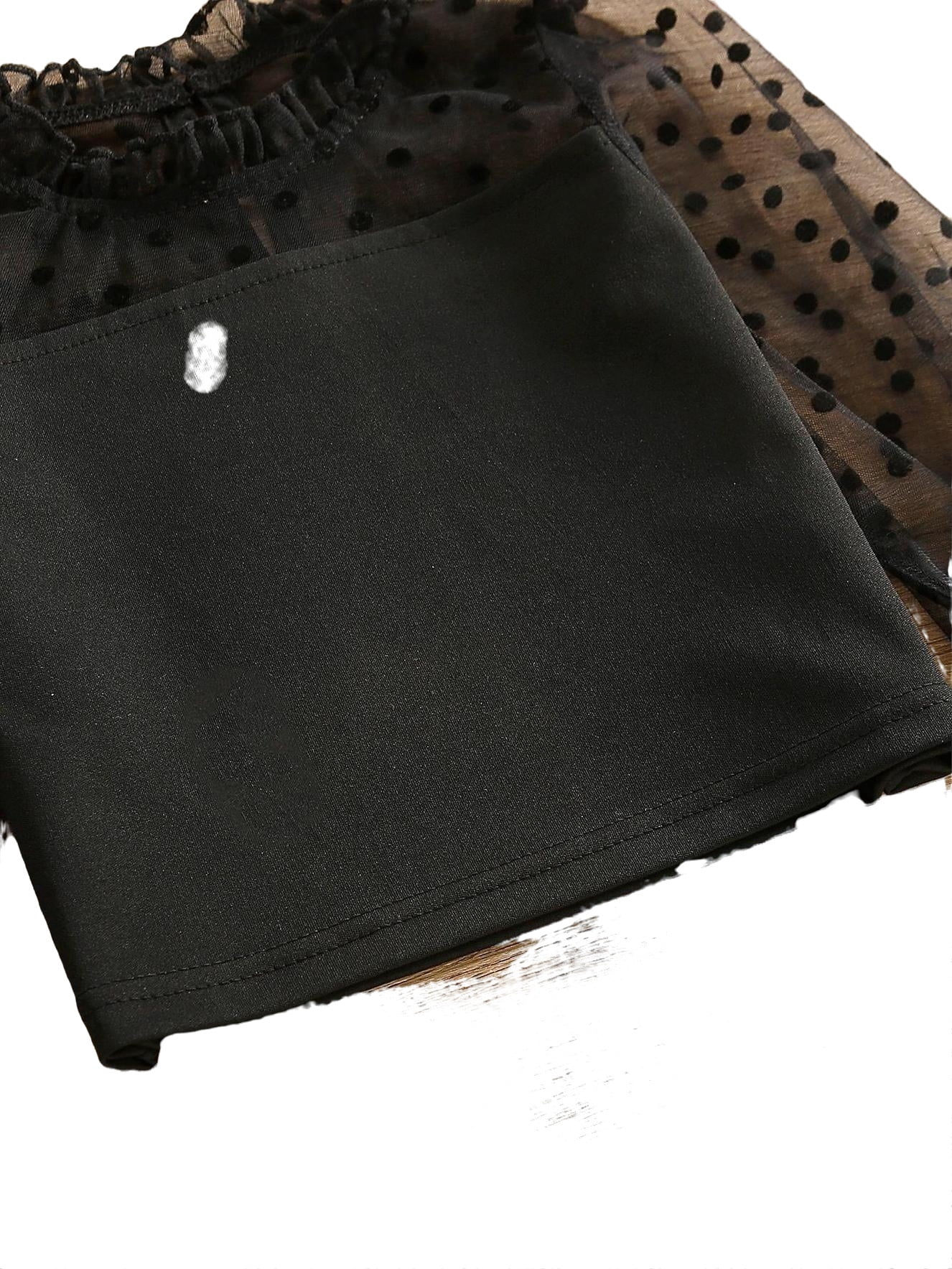 Casual Polka Dot Round Neck Long Sleeve Black Toddler Girls TShirts (Girl's)