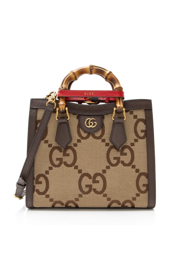 Pre-Owned Gucci Jumbo GG Canvas Diana Small Tote