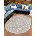 thumbnail image 1 of Rugs.com Jill Zarin Outdoor Collection Rug – 7' 10 x 10' Oval Gray Cream Flatweave Rug Perfect For Living Rooms, Large Dining Rooms, Open Floorplans, 1 of 6