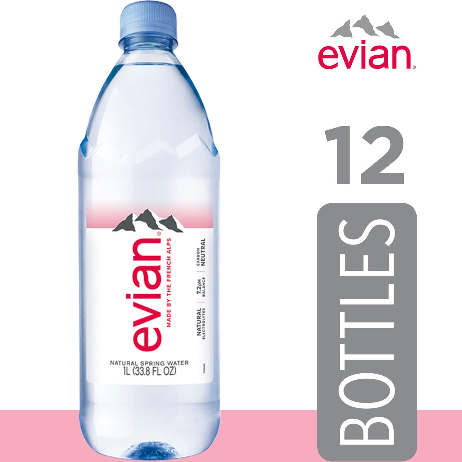 Evian Natural Spring Bottled Water, 12 pk./1L