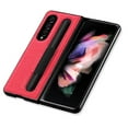 thumbnail image 4 of ELEHOLD for Samsung Galaxy Z Fold 3 Luxury Case Cloth Texture Pen Slot Shockproof Anti-Fingerprint Protective Case for Galaxy Z Fold 3,Red, 4 of 9