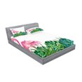 thumbnail image 2 of Ambesonne Tropical Fitted Sheet & Pillow Sham Set, Exotic Nature Flamingo, Queen, Green Pink Blue, 2 of 2