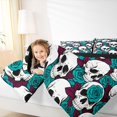 thumbnail image 3 of Castle Fairy Halloween Skull King Bedding 7pcs,Gothic Flower Rose King Bed in a Bag,Ivory Teal Black,Black Reversible, 3 of 7
