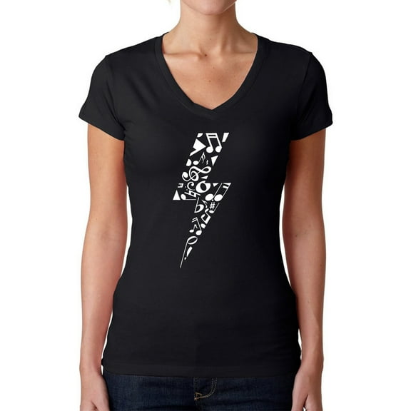 Women's Word Art V-Neck T-Shirt - Lightning Bolt