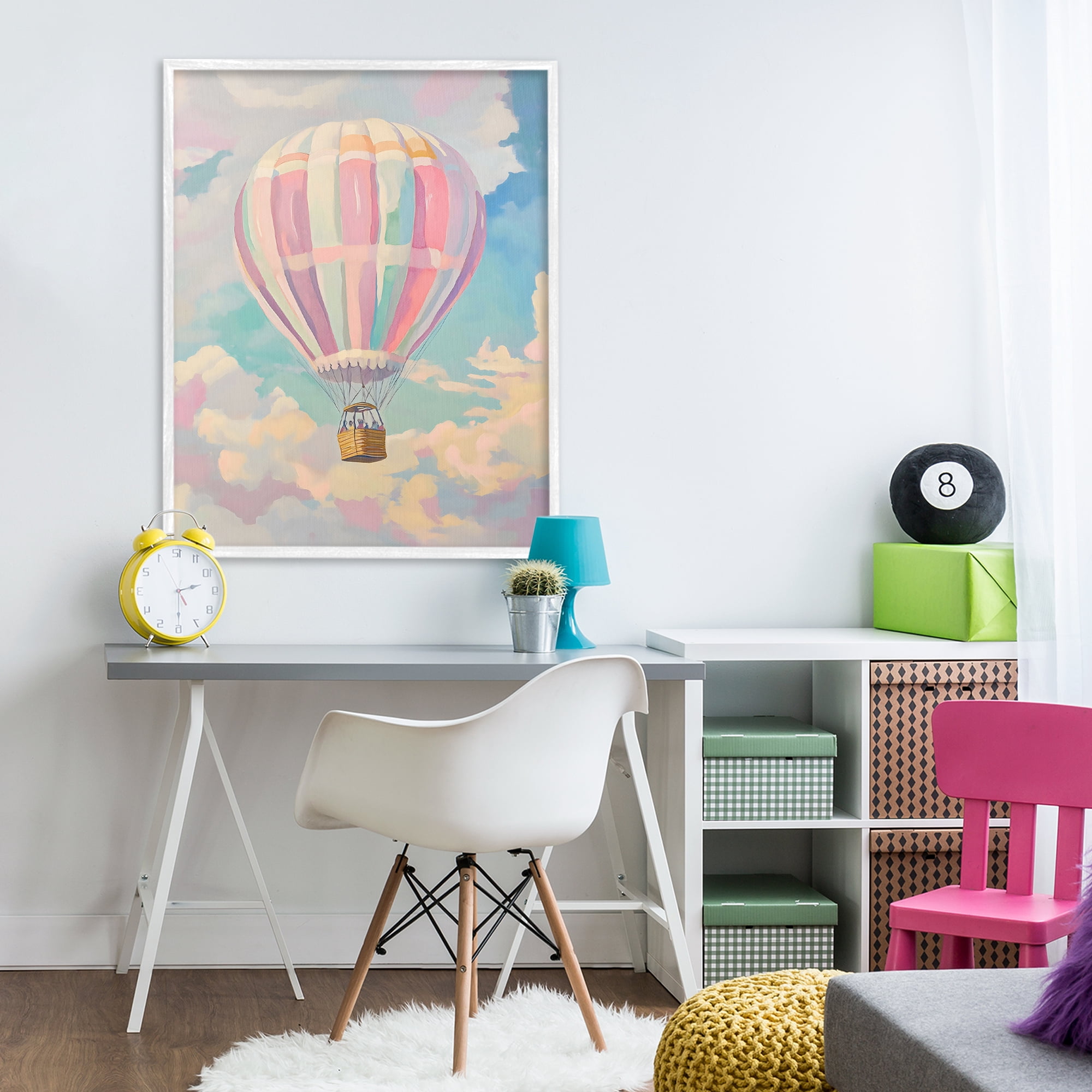 Stupell Industries Pastel Hot Air Balloon White Framed Giclee Art, design by The Prints Vibe