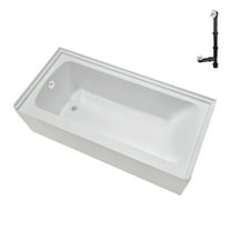 Streamline NAL-5400-WH 60 in. x 30 in. Acrylic Left-Hand Drain Alcove Bathtub in Glossy White With External Drain in Glossy White