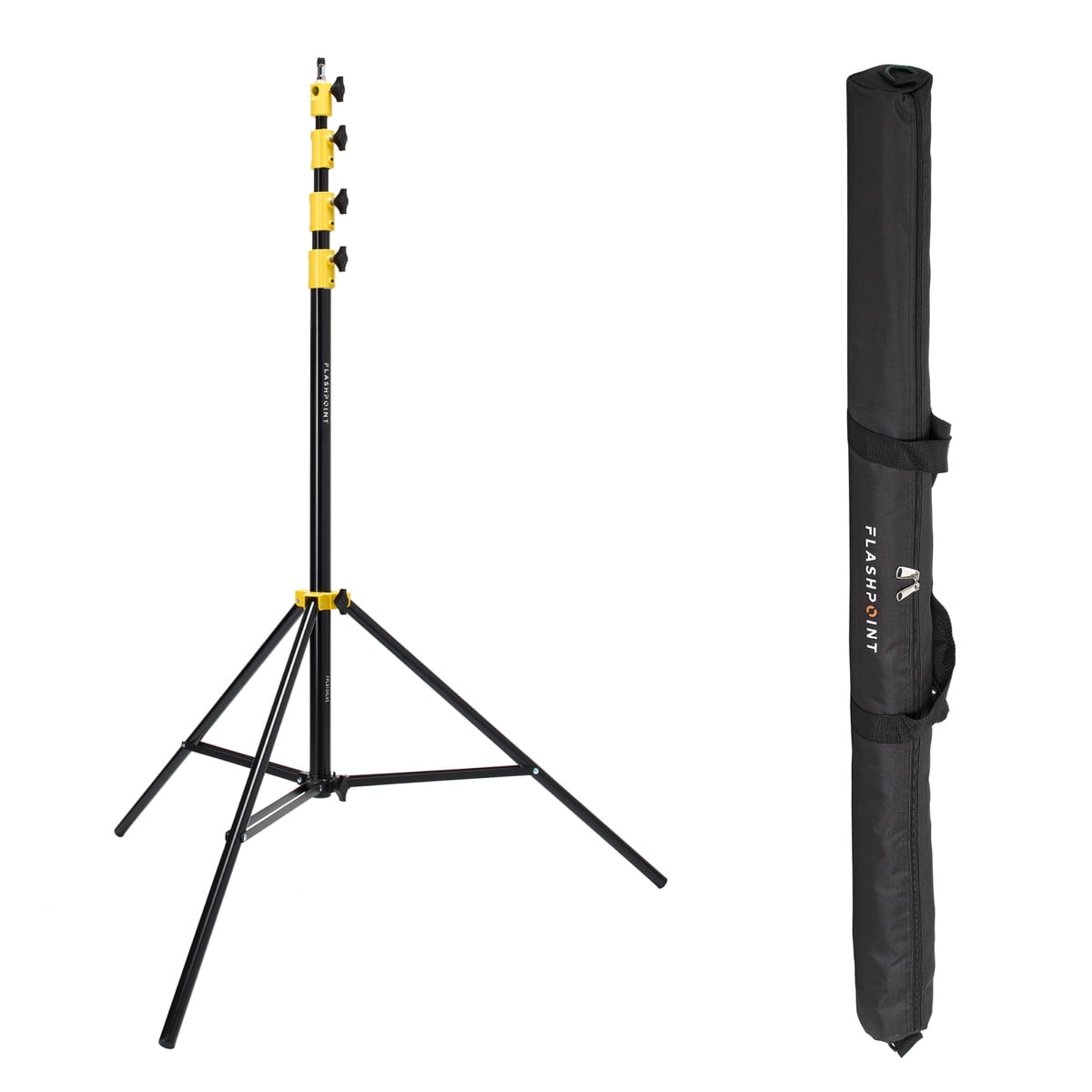 Flashpoint Pro Air-Cushioned Heavy-Duty Light Stand - 7.2 Feet Tall, Black, Reversible Mount, Max Load 13-14 Lbs