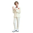 thumbnail image 2 of Boy's Formal Suit 6 Piece Set Slim Fit Kids Tuxedo Suits for Wedding Teen Toddler Boy Dress Suit Outfit Beige 1-2 Years, 2 of 7