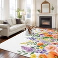 thumbnail image 2 of Pink Orange Flowers Area Rugs 6'x9', Washable Small Throw Rugs for Kitchen Dining room, Spring Floral Farmhouse Botanical Indoor Outdoor Rug Non-Slip Low Pile Carpet Runner Reversible Floor Mats, 2 of 8