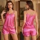 thumbnail image 1 of New sexy ice silk pajamas women's summer suspender shorts two-piece leopard print home clothes, 1 of 4